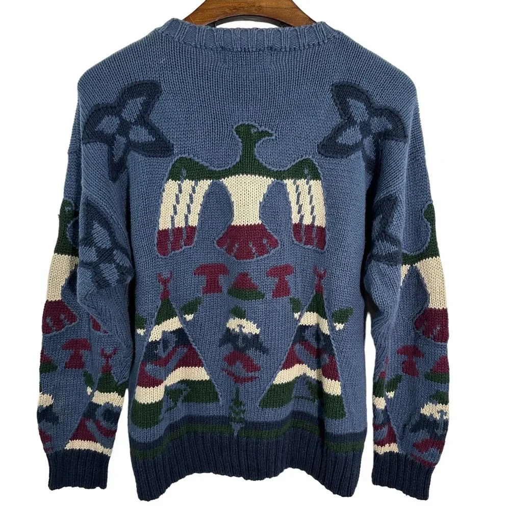 WOODS & GRAY Vintage Crewneck‎ Sweater Aztec Southwest Ramie Cotton Size Large